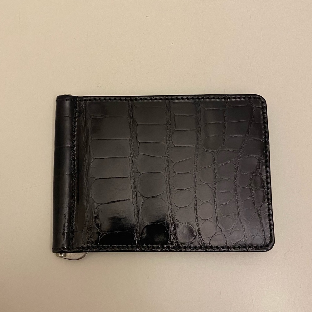 Brooks Brothers Men's Black American Alligator Wallet